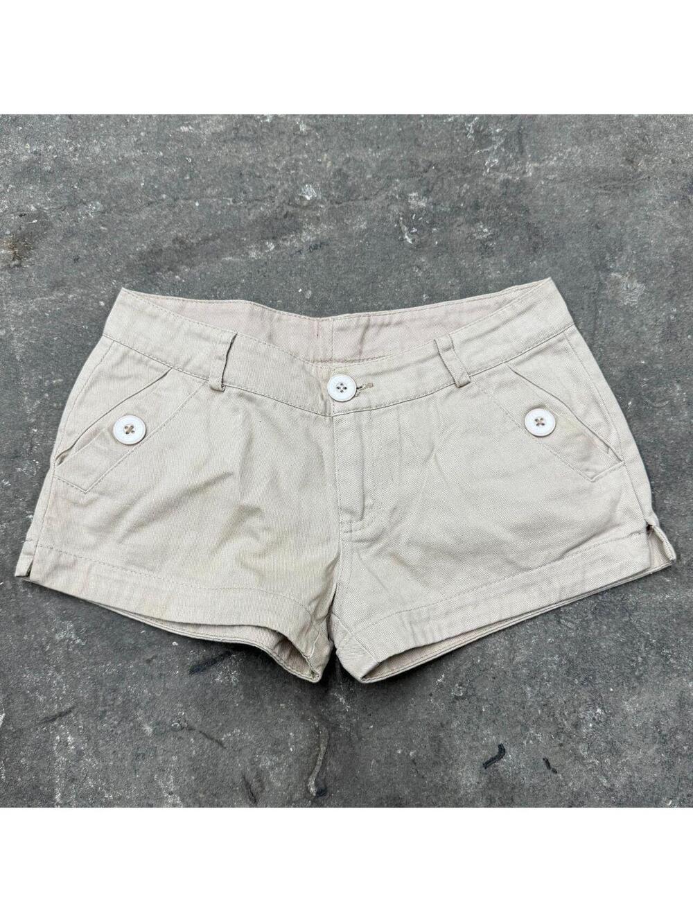 Vintage Y2K Low Rise Micro Shorts Tan/Khaki